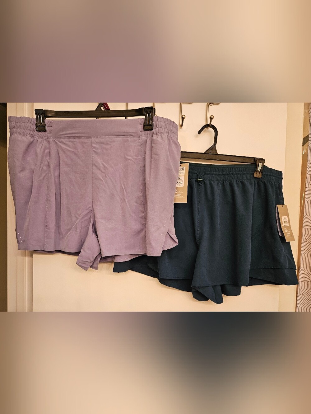 Lot of 2 NWT Avia Womens Running Shorts Size XXL (20) Lavender, Forest Green